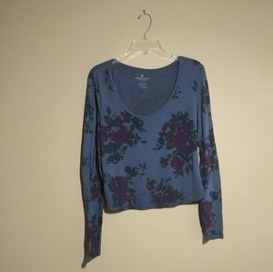 American Eagle Outfitters Long Sleeve Rose Shirt